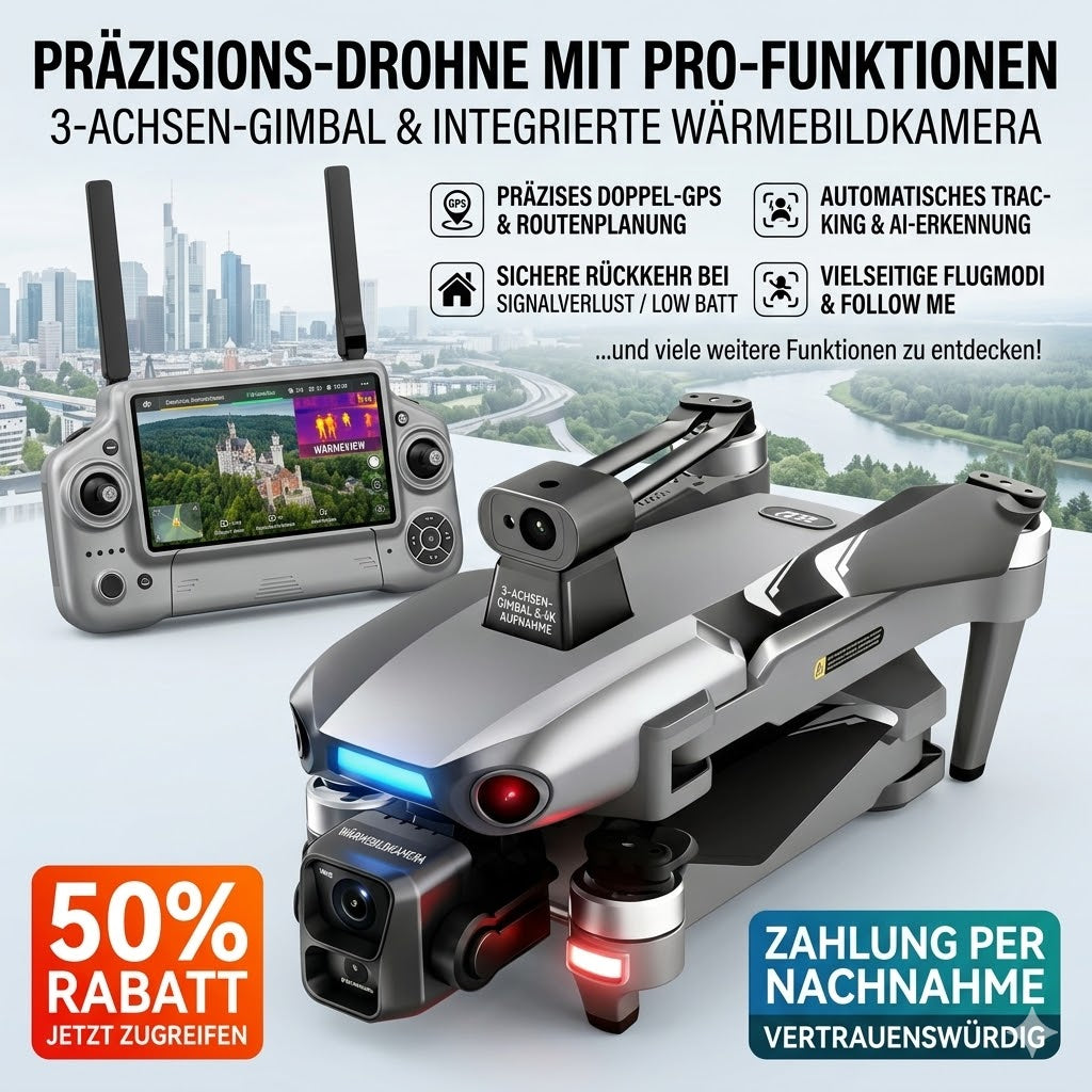Profi Wärmebild-Drohne mit 4K Kamera, Infrarot & GPS, für Jagd, Sicherheit und Industrie
